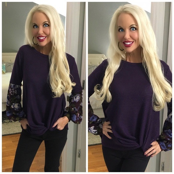 ❤️Stunning! LAST 1! Eggplant Waffle Knit Top! - Picture 2 of 8